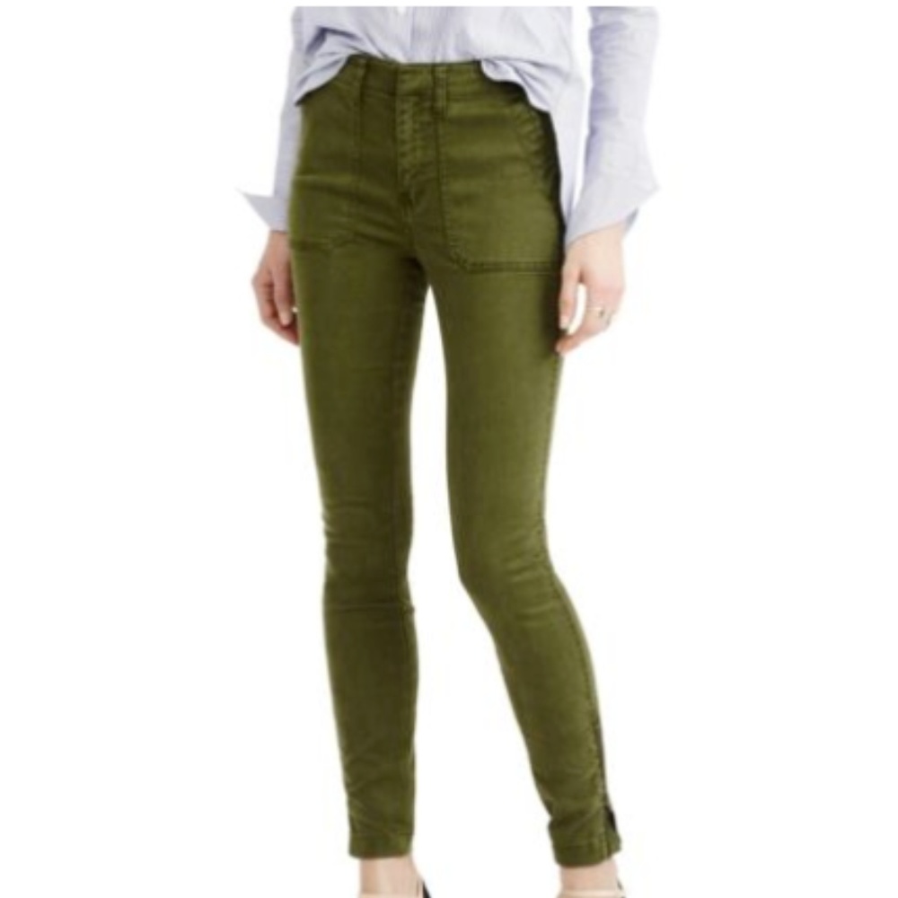 J Crew Skinny Jeans Zipper Ankle High Waist Green